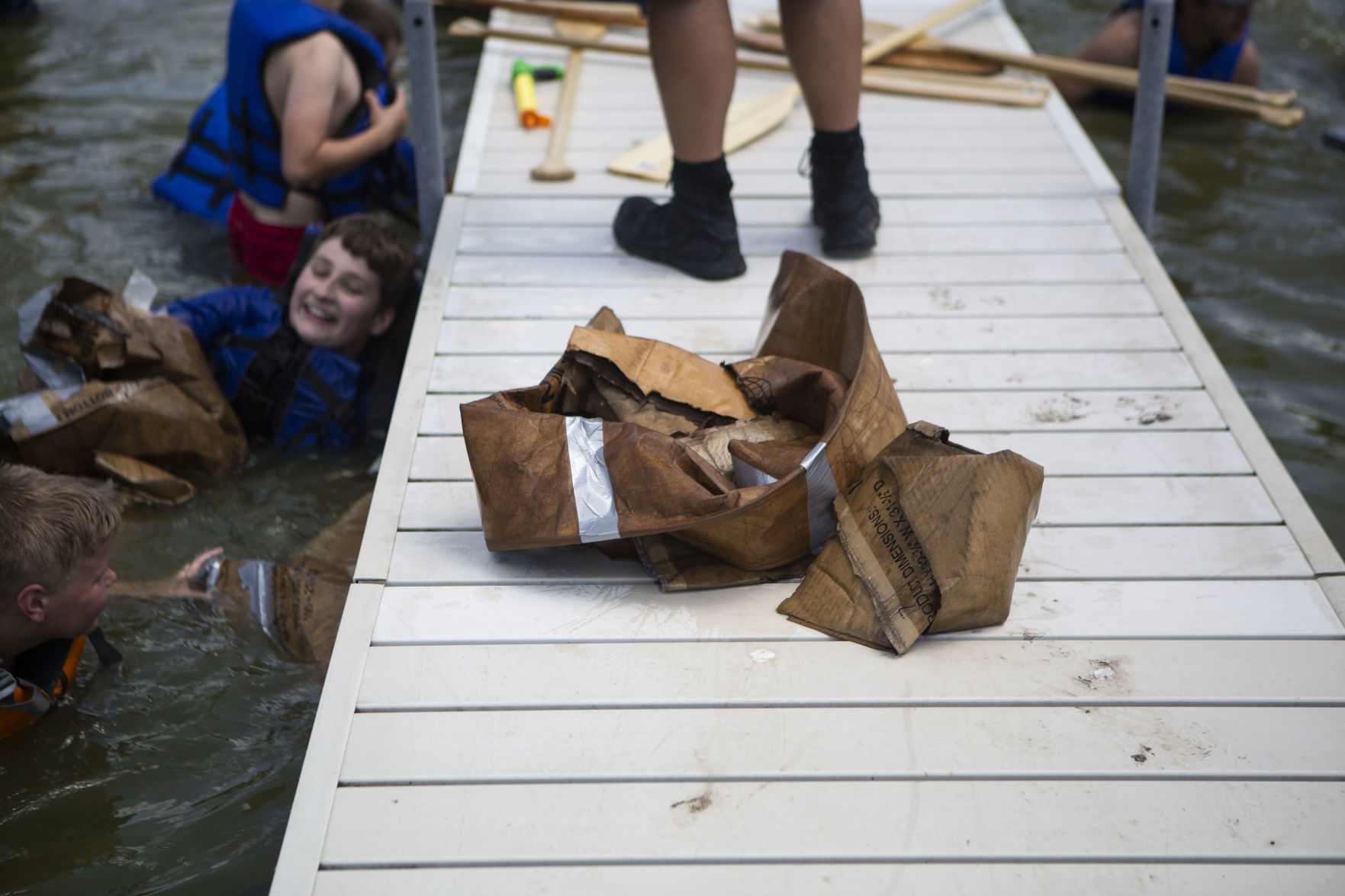 Cardboard boat race at Cedar Lake